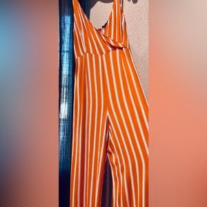 Forever 21 Brown Striped Jumpsuit Size L NWT